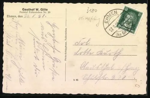 AK Ehmen, Gasthof von W. Gille in der Gesamtansicht