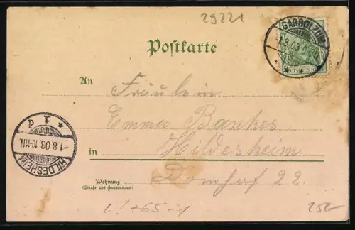 Lithographie Celle, Bahnhof, Partie an der Post, Schoss