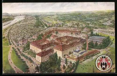 AK Dresden-Neustadt, Societätsbrauerei Waldschlösschen aus der Vogelschau