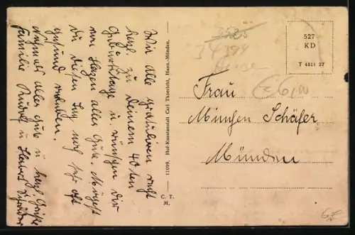 AK Oedelsheim, Gastwirtschaft zur Krone, Panorama an der Weser mit Dampfer