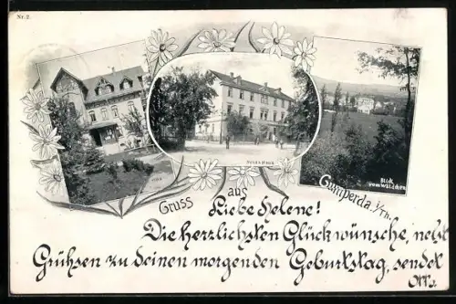 AK Gumperda, Villa, Neues Haus, Blick vom Wäldchen