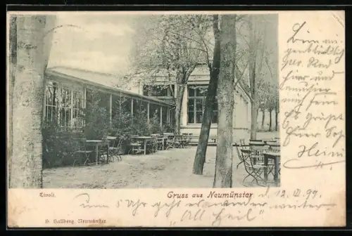 AK Neumünster, Gasthaus Tivoli mit Terrasse