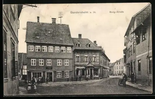 AK Gandersheim a. H., Partie in der Burg-Strasse mit Gasthaus zum Adler