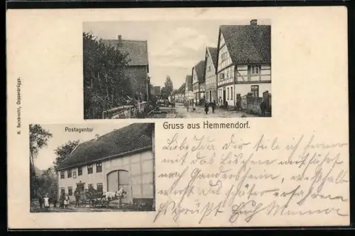 AK Hemmendorf / Salzhemmendorf, Strassenpartie mit Fachwerkhäusern, Postagentur
