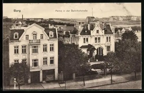 AK Burg /Anhalt, Partie in der Bahnhofstrasse