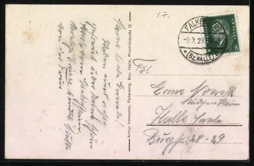 AK Falkenberg /Halle, Strassenpartie am Bahnhof