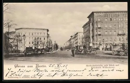 AK Berlin-Tiergarten, Herkulesbrücke mit Blick auf Friedrich Wilhemstrasse