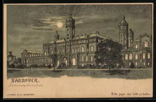 Lithographie Hannover, Technische Hochschule, Halt gegen das Licht