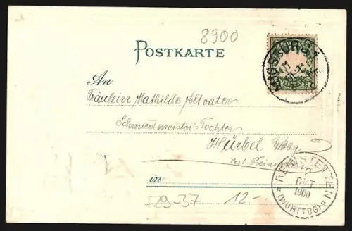 Passepartout-Lithographie Augsburg, Stadt Theater, Wappen