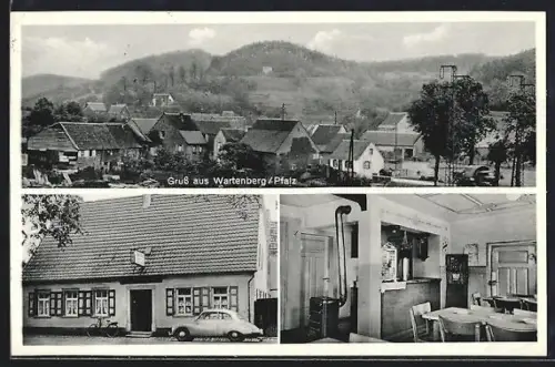 AK Wartenberg /Pfalz, Gasthaus zum Schlossberg, Bes. Philipp Merz, Ortsansicht