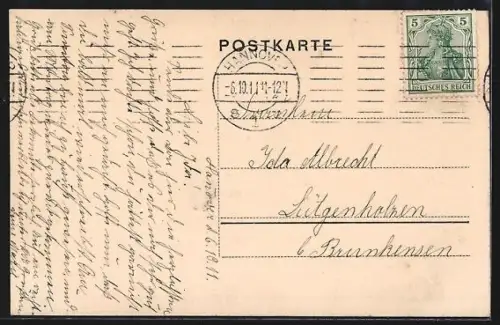 AK Hannover, Meterstrasse mit Blick zur Kirche