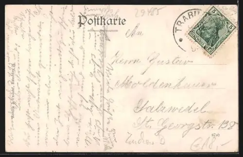 AK Volzendorf, Gasthaus v. E. Schulz, Hof v. E. Schulz, Kapelle