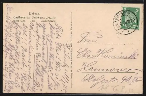 AK Einbeck, Gasthaus zur Linde, Inh. J. Wagner