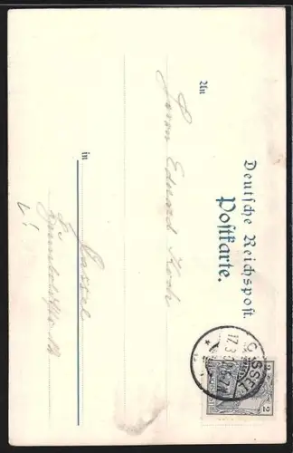 Lithographie Welheiden-Cassel, Hess. Diakonissen-Haus, Kapelle, Portal, Kinderschule