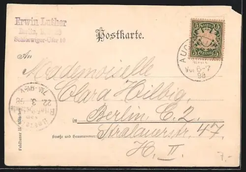 Lithographie Augsburg, Cafe Restaurant Maximilian, Pferdebahn