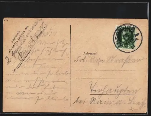 Lithographie Augsburg, Gasthof Würzburger Weinstube, Bacchus auf einem Weinfass