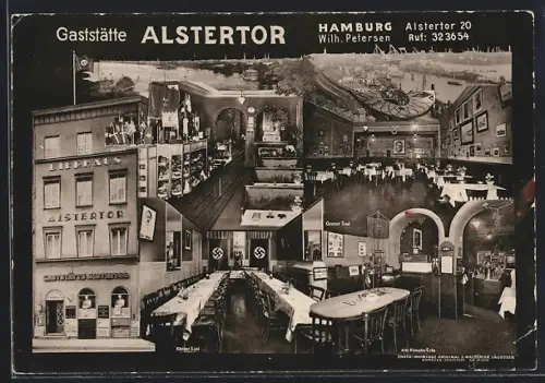 AK Hamburg, Gasthaus Alstertor, Inh. Wilh. Petersen, Alstertor 20, , Porträt v.  an einer Wand
