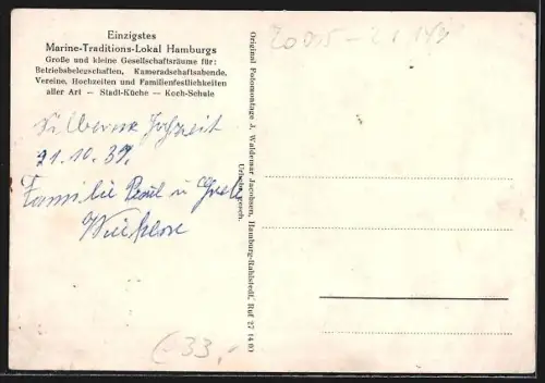 AK Hamburg, Gasthaus Alstertor, Inh. Wilh. Petersen, Alstertor 20, , Porträt v.  an einer Wand