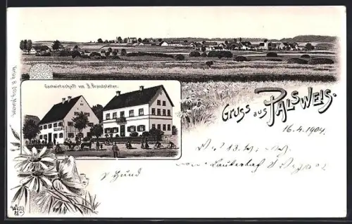 Foto-AK Palsweis, Gasthof v. B. Brandstetter, Ortspanorama