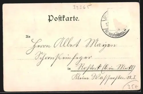 Lithographie Sommersdorf / Börde, Ortsansicht, Haus d. Reichstagsabgeordneten J. Hosang, Kirche und Steinhof