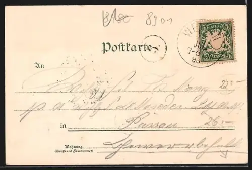 Lithographie Welden, Totalansicht, Forstamt, Gasthaus zur Post