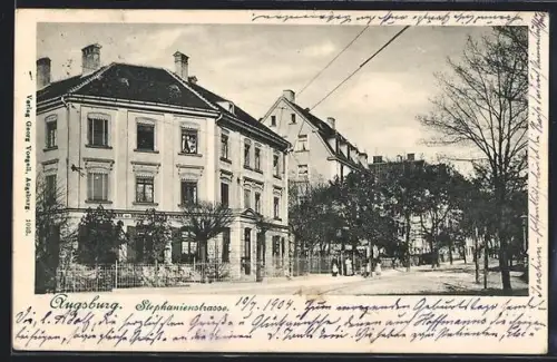 AK Augsburg, Blick in die Stephanienstrasse mit Brauerei Anton Hembold