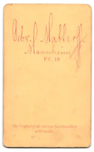 Fotografie Gebr. Matter, Mannheim, drei junge Damen in Biedermeierkleidern, eine mit Korkenzieherlocken