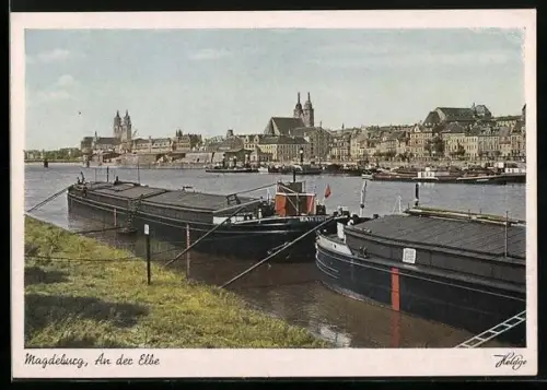 AK Magdeburg, Elbpartie mit Schiffen
