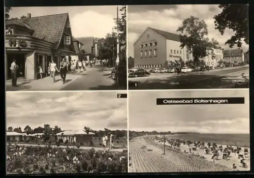 AK Boltenhagen, FDGB-Erholungsheim Fritz Reuter und Urlauberdorf mit Strand