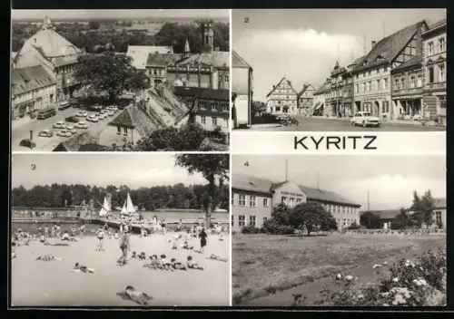 AK Kyritz, Platz des Friedens, Strandbad, Polytechnische Oberschule Wilhelm Pieck