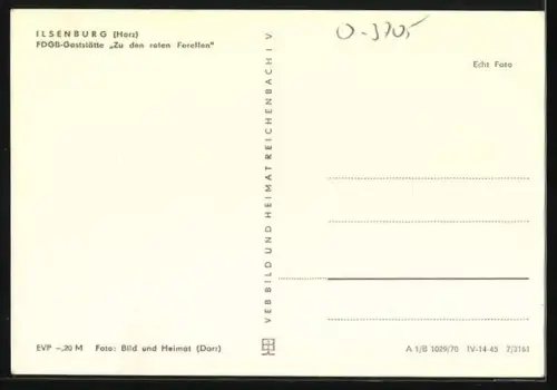 AK Ilsenburg /Harz, FDGB-Gaststätte Zu den roten Forellen, Aussenansicht