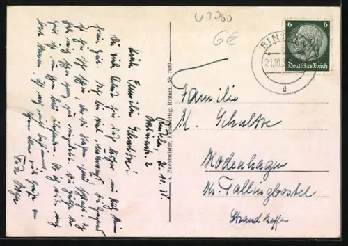 AK Rinteln /Weser, Ortsansicht mit Landstrasse und Fernblick aus der Vogelschau