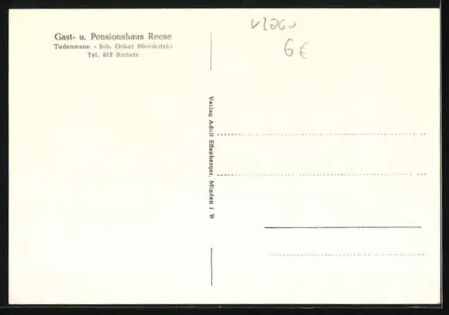 AK Rinteln, Gast und Pensionshaus Hotel Reese, Urtext vom Weserlied
