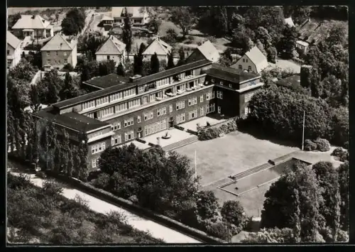 AK Bad Pyrmont, Kurheim der BVG aus der Vogelschau