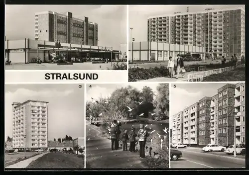 AK Stralsund, Kaufhalle 8. März, Hans-Marchwitza-Strasse, Kneiper-Vorstadt, Kneiperteich, Heinrich-Heine-Ring