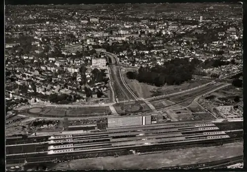 AK Braunschweig, Blick auf den Hauptbahnhof aus dem Südosten der Stadt