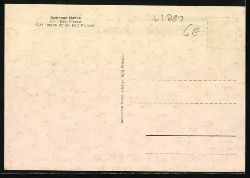 AK Hagen üb. Bad Pyrmont, Gasthaus Klenke in der Aussenansicht, Inh. Erna Klenke