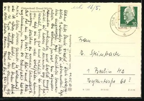 AK Graal-Müritz, Strandpartie mit Möwen, Strandpromenade