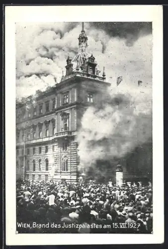 AK Wien, Brand des Justizpalastes am 15. VII. 1927, Menschenansammlung davor