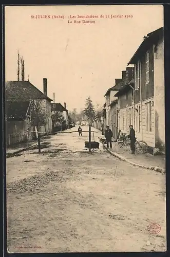 AK St-Julien /Aube, Les Inondations du 22 Janvier 1910, La Rue Danton