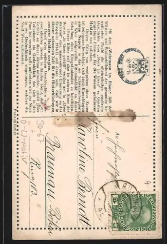 AK Wien, Schwarzenbergplatz, Nagelung, Wehrmann im Eisen, Ritter mit Schwert