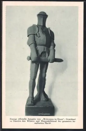 AK Wien, Schwarzenbergplatz, Nagelung des Wehrmanns im Eisen, Ritterrüstung mit Schwert