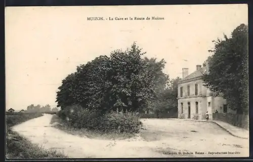 AK Muizon, La Gare et la Route de Muizon, Bahnhof