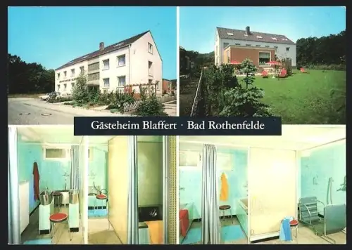 AK Bad Rothenfelde, Gästeheim Blaffert, Fritz-Reuter-Weg 6, mit Innenansichten, Gartenansicht