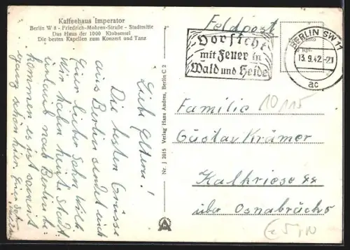 AK Berlin, Kaffeehaus Imperator, Innenansicht mit Wandgemälde und Sitzgruppen, Friedrich-Mohren-Strasse