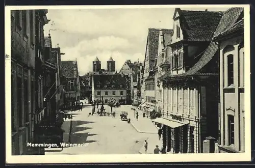AK Memmingen, Weinmarkt aus der Vogelschau