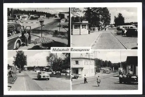 AK Helmstedt, Zonengrenze, Grenzübergang, Kontrollposten, Strassenansichten, Wechselstube