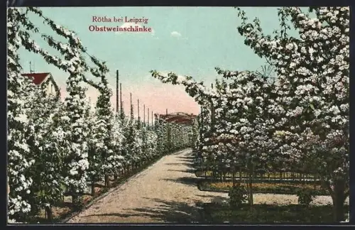 AK Rötha bei Leipzig, Gasthaus Obstweinschänke, Garten