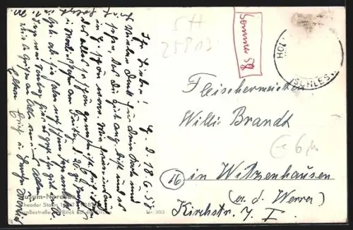 AK Husum / Nordsee, Grossestrasse mit Blick zur Kirche