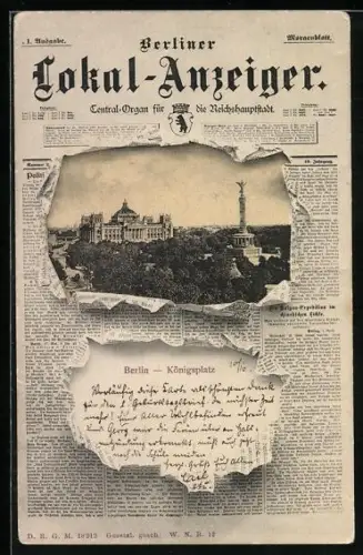Zeitungs-AK Berlin, Königsplatz, Zeitung Berliner Lokal-Anzeiger